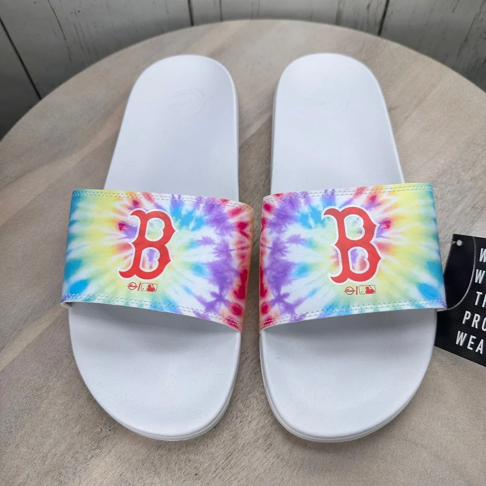 ISlide Boston Red Sox Tie Dye Slide Sandals White Mens Size 13 14 New